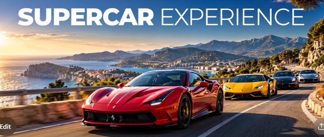 Supercar Experience: convoy of sports cars on a coastal mountain road