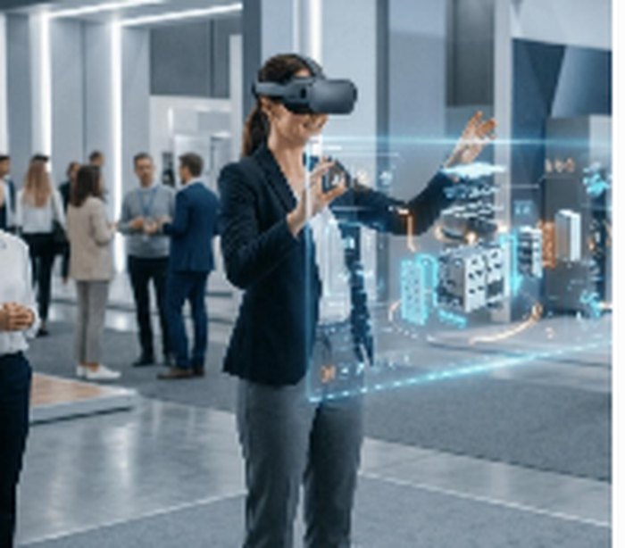 Executive exploring an immersive VR smart-city model