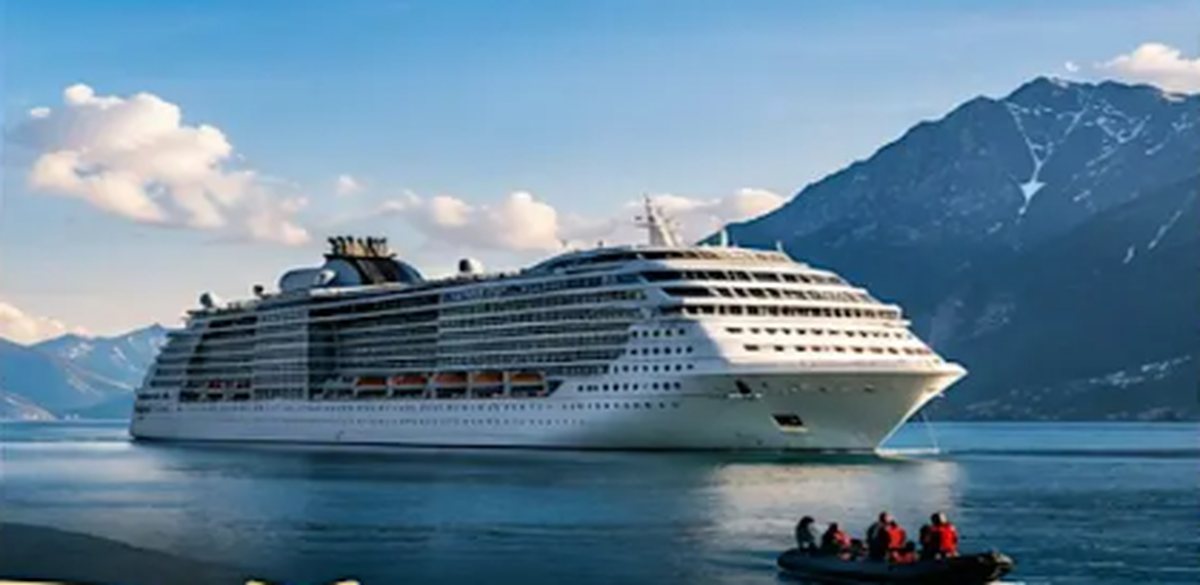 Luxury yacht cruising along a coastline