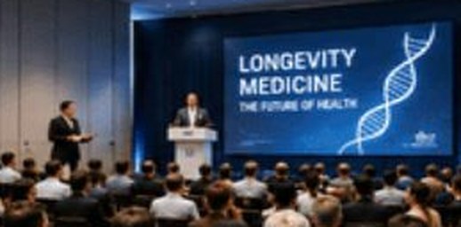 Longevity medicine session on the congress stage with a full audience