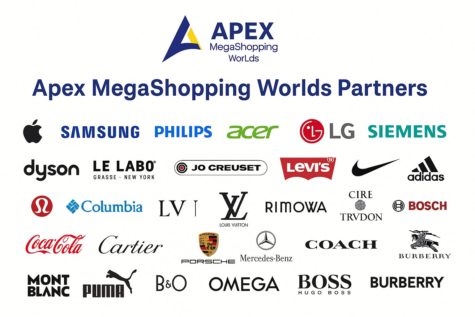 Apex mega shopping partners — partner brand board