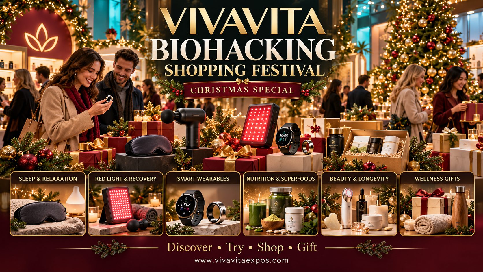 VIVAVITA Biohacking Shopping Festival Christmas Special — sleep and relaxation, red light and recovery, smart wearables, nutrition and superfoods, beauty and longevity, wellness gifts